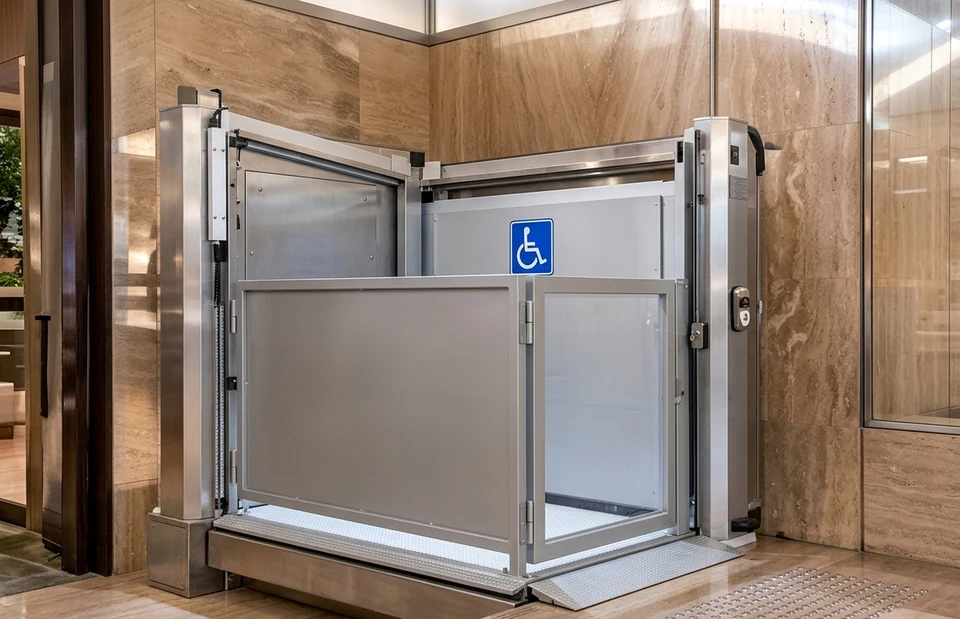 Plataforma compacta de acessibilidade em ambiente interno